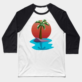 Retro Palm Tree Island Synthwave Sunset Paradise Baseball T-Shirt